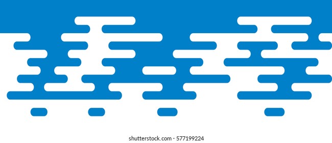 Ripple Irregular Rounded Lines Seamless Border. Blue and white vector design element in flat style.