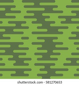 Patrón sin problemas de líneas redondeadas irregular. Fondo vectorial de azulejos verdes de estilo plano.