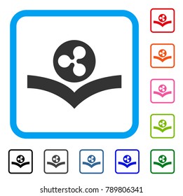 Ripple Knowledge Book icon. Flat grey iconic symbol in a blue rounded square. Black, gray, green, blue, red, orange color versions of Ripple Knowledge Book vector. Designed for web and app interfaces.