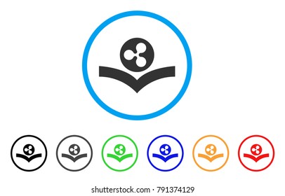 Ripple Knowledge Book rounded icon. Style is a flat grey symbol inside light blue circle with bonus colored versions. Ripple Knowledge Book vector designed for web and software interfaces.