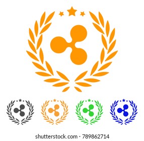 Ripple Laurel Wreath icon. Vector illustration style is a flat iconic ripple laurel wreath symbol with gray, yellow, green, blue color versions. Designed for web and software interfaces.