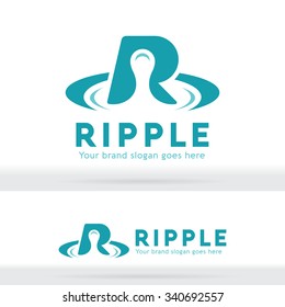 Ripple Letter R Logo, water ripple Letter R Brand Identity