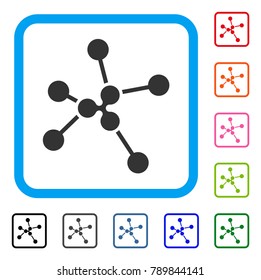 Ripple Links icon. Flat grey pictogram symbol inside a blue rounded squared frame. Black, gray, green, blue, red, orange color variants of Ripple Links vector.