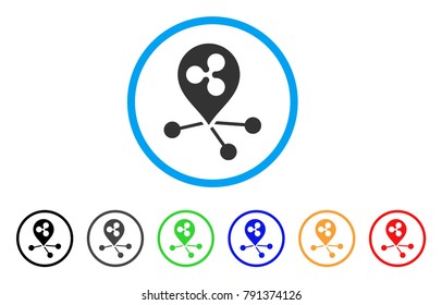 Ripple Location Connections rounded icon. Style is a flat gray symbol inside light blue circle with bonus color variants. Ripple Location Connections vector designed for web and software interfaces.