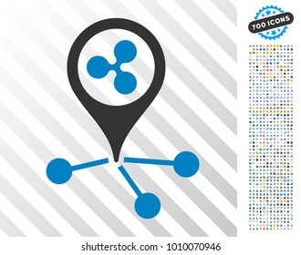 Ripple Location Links icon with 700 bonus bitcoin mining and blockchain images. Vector illustration style is flat iconic symbols designed for bitcoin software.