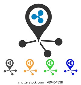 Ripple Location Links icon. Vector illustration style is a flat iconic ripple location links symbol with grey, yellow, green, blue color variants. Designed for web and software interfaces.