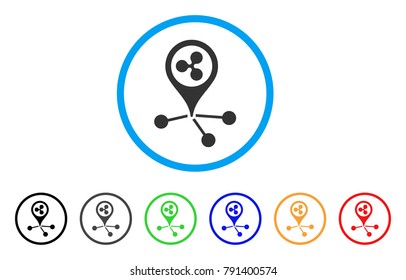 Ripple Location Links rounded icon. Style is a flat grey symbol inside light blue circle with bonus colored variants. Ripple Location Links vector designed for web and software interfaces.