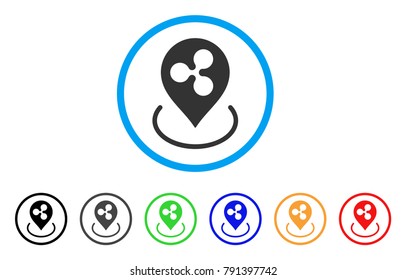 Ripple Location rounded icon. Style is a flat gray symbol inside light blue circle with additional color variants. Ripple Location vector designed for web and software interfaces.