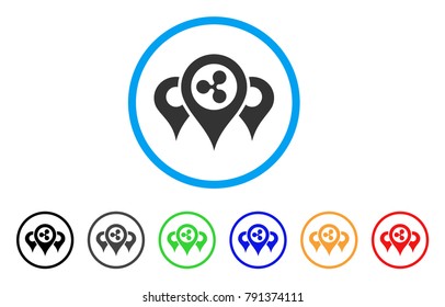 Ripple Locations rounded icon. Style is a flat grey symbol inside light blue circle with bonus colored variants. Ripple Locations vector designed for web and software interfaces.