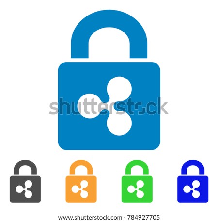 Ripple Lock icon. Vector illustration style is a flat iconic ripple lock symbol with gray, yellow, green, blue color variants. Designed for web and software interfaces.