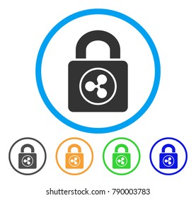 Ripple Lock rounded icon. Style is a flat grey symbol inside light blue circle with additional color versions. Ripple Lock vector designed for web and software interfaces.