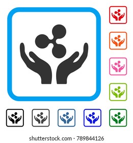 Ripple Maintenance Hands icon. Flat grey pictogram symbol inside a blue rounded squared frame. Black, gray, green, blue, red, orange color versions of Ripple Maintenance Hands vector.