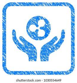Ripple Maintenance Hands rubber seal stamp imitation. Icon vector symbol with grunge design and unclean texture in rounded square. Scratched blue emblem on a white background.