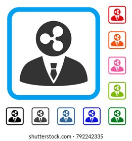 Ripple Manager icon. Flat gray iconic symbol in a blue rounded square. Black, grey, green, blue, red, pink color variants of ripple manager vector. Designed for web and app interfaces.