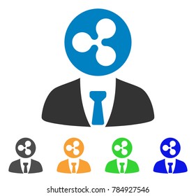 Ripple Manager icon. Vector illustration style is a flat iconic ripple manager symbol with gray, yellow, green, blue color versions. Designed for web and software interfaces.