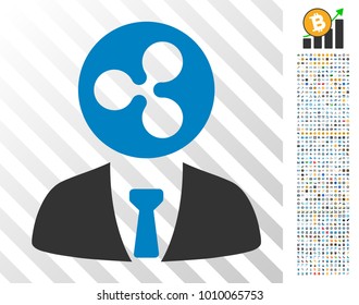 Ripple Manager pictograph with 700 bonus bitcoin mining and blockchain pictures. Vector illustration style is flat iconic symbols designed for cryptocurrency software.