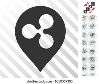 Ripple Map Marker icon with 700 bonus bitcoin mining and blockchain pictures. Vector illustration style is flat iconic symbols designed for crypto-currency software.