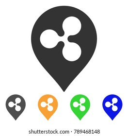Ripple Map Marker icon. Vector illustration style is a flat iconic ripple map marker symbol with gray, yellow, green, blue color versions. Designed for web and software interfaces.