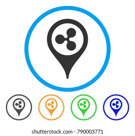 Ripple Map Marker rounded icon. Style is a flat gray symbol inside light blue circle with additional colored versions. Ripple Map Marker vector designed for web and software interfaces.
