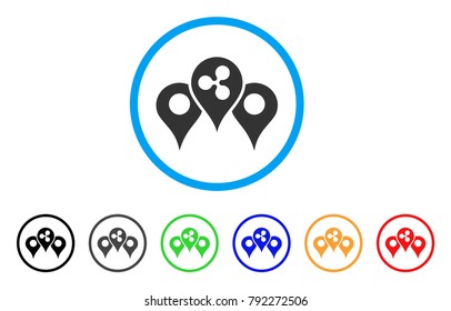 Ripple Map Pointers rounded icon. Style is a flat grey symbol inside light blue circle with additional color variants. Ripple Map Pointers vector designed for web and software interfaces.