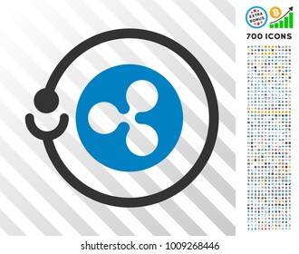 Ripple Masternode icon with 700 bonus bitcoin mining and blockchain pictures. Vector illustration style is flat iconic symbols designed for blockchain apps.