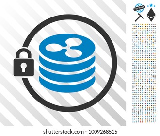 Ripple Masternode icon with 700 bonus bitcoin mining and blockchain design elements. Vector illustration style is flat iconic symbols designed for cryptocurrency apps.
