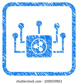 Ripple Masternode Links rubber seal stamp imitation. Icon vector symbol with grunge design and dirty texture in rounded squared frame. Scratched blue stamp imitation on a white background.