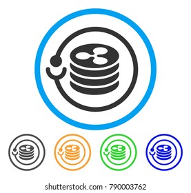 Ripple Masternode rounded icon. Style is a flat gray symbol inside light blue circle with additional color versions. Ripple Masternode vector designed for web and software interfaces.