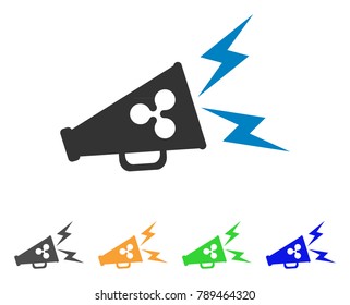 Ripple Megaphone Alert icon. Vector illustration style is a flat iconic ripple megaphone alert symbol with grey, yellow, green, blue color variants. Designed for web and software interfaces.