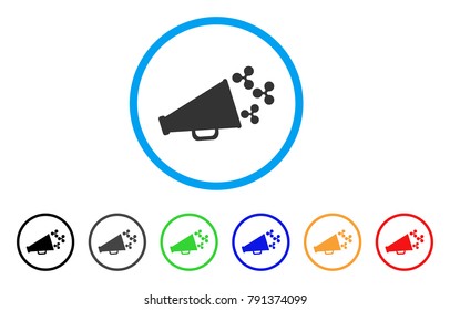 Ripple Megaphone rounded icon. Style is a flat grey symbol inside light blue circle with bonus colored variants. Ripple Megaphone vector designed for web and software interfaces.