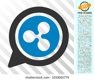 Ripple Message Balloon pictograph with 7 hundred bonus bitcoin mining and blockchain design elements. Vector illustration style is flat iconic symbols designed for crypto-currency software.