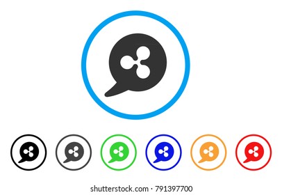 Ripple Message Balloon rounded icon. Style is a flat grey symbol inside light blue circle with bonus color versions. Ripple Message Balloon vector designed for web and software interfaces.