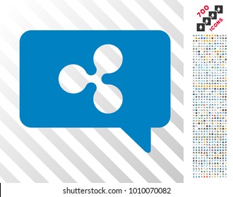 Ripple Message Cloud icon with 7 hundred bonus bitcoin mining and blockchain clip art. Vector illustration style is flat iconic symbols designed for crypto currency apps.