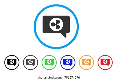 Ripple Message Cloud rounded icon. Style is a flat gray symbol inside light blue circle with additional colored variants. Ripple Message Cloud vector designed for web and software interfaces.