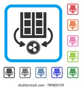Ripple Mining Farm icon. Flat gray iconic symbol in a blue rounded square. Black, gray, green, blue, red, orange color versions of Ripple Mining Farm vector.