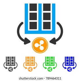 Ripple Mining Farm icon. Vector illustration style is a flat iconic ripple mining farm symbol with grey, yellow, green, blue color versions. Designed for web and software interfaces.