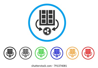 Ripple Mining Farm rounded icon. Style is a flat grey symbol inside light blue circle with additional colored variants. Ripple Mining Farm vector designed for web and software interfaces.