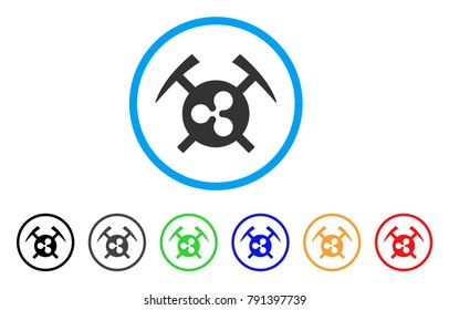 Ripple Mining Hammers rounded icon. Style is a flat grey symbol inside light blue circle with bonus color versions. Ripple Mining Hammers vector designed for web and software interfaces.