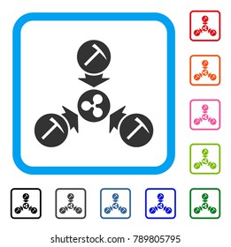 Ripple Mining Pool icon. Flat gray iconic symbol in a blue rounded frame. Black, gray, green, blue, red, orange color versions of Ripple Mining Pool vector. Designed for web and software interfaces.