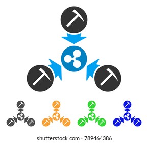Ripple Mining Pool icon. Vector illustration style is a flat iconic ripple mining pool symbol with grey, yellow, green, blue color versions. Designed for web and software interfaces.