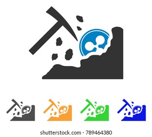 Ripple Mining Rocks icon. Vector illustration style is a flat iconic ripple mining rocks symbol with gray, yellow, green, blue color variants. Designed for web and software interfaces.