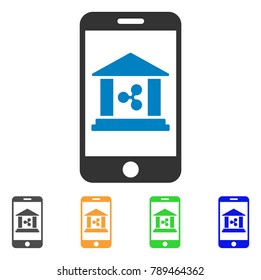 Ripple Mobile Bank icon. Vector illustration style is a flat iconic ripple mobile bank symbol with grey, yellow, green, blue color variants. Designed for web and software interfaces.
