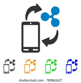 Ripple Mobile Banking icon. Vector illustration style is a flat iconic ripple mobile banking symbol with gray, yellow, green, blue color variants. Designed for web and software interfaces.