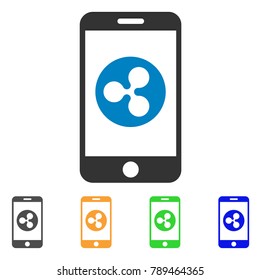 Ripple Mobile icon. Vector illustration style is a flat iconic ripple mobile symbol with gray, yellow, green, blue color variants. Designed for web and software interfaces.