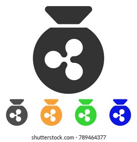 Ripple Money Bag icon. Vector illustration style is a flat iconic ripple money bag symbol with gray, yellow, green, blue color versions. Designed for web and software interfaces.