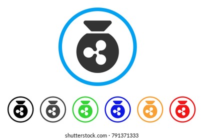 Ripple Money Bag rounded icon. Style is a flat grey symbol inside light blue circle with additional color versions. Ripple Money Bag vector designed for web and software interfaces.