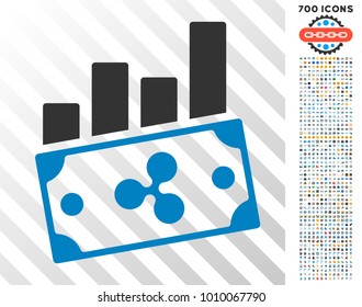 Ripple Money Charts icon with 700 bonus bitcoin mining and blockchain pictures. Vector illustration style is flat iconic symbols designed for crypto currency software.
