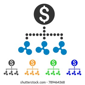 Ripple Money Relations icon. Vector illustration style is a flat iconic ripple money relations symbol with grey, yellow, green, blue color versions. Designed for web and software interfaces.