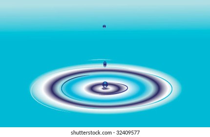 ripple on a blue background with dark blue drops. vector illustration
