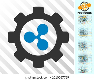 Ripple Options Gear icon with 7 hundred bonus bitcoin mining and blockchain icons. Vector illustration style is flat iconic symbols designed for bitcoin apps.